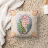 コースタルコーラルシーホース装飾用クッション クッション (ブランケット)