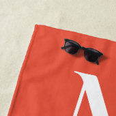 コースタルコーラルピーチいかりモノグラム ビーチタオル (インサイチュ)