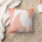 コースタルコーラルヘリンボーン&ホワイトシーホース クッション (ブランケット)