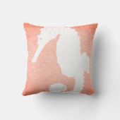 コースタルコーラルヘリンボーン&ホワイトシーホース クッション (裏面)