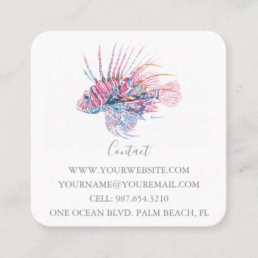 コースタルコーラルライオンフィッシュ名刺 スクエア名刺 (正面)