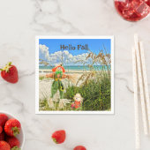 コースタルサニベルアイランドフロリダビーチ&かかし スタンダードカクテルナプキン (インサイチュ)