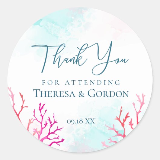 コースタルサンゴ礁サンキューステッカー ラウンドシール (正面)