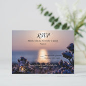 コースタルサンセットウィンターウェディングRSVPカード 招待状 (スタンド正面)