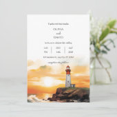 コースタルサンセットウェーブズライトハウスビーチ結婚式 招待状 (スタンド正面)