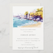 コースタルサンドビーチロッキーシースケープブライダルシャワー 招待状 (正面/裏面)