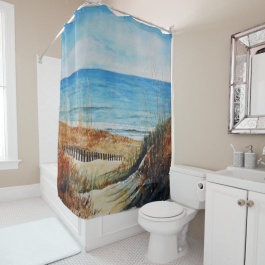 コースタルサンド砂丘ビーチアートシャワーカーテン シャワーカーテン (インサイチュ)