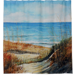 コースタルサンド砂丘ビーチアートシャワーカーテン シャワーカーテン