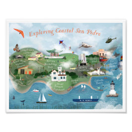 コースタルサンペドロイラストレーションの探索8.5x11 フォトプリント           