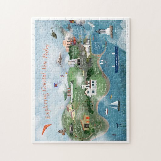 コースタルサンペドロイラストレーションの探索 ジグソーパズル (縦)