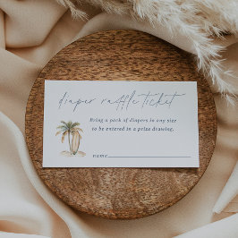 コースタルサーフベビーシャワーおむつラッフルチケット エンクロージャーカード
