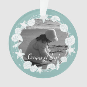 コースタルシェルクリスマスリース写真 オーナメント