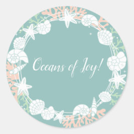 コースタルシェルクリスマスリース ラウンドシール