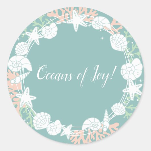 コースタルシェルクリスマスリース ラウンドシール (正面)