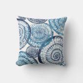 コースタルシェルブルーホワイト装飾用クッション クッション (正面)