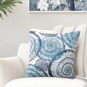 コースタルシェルブルーホワイト装飾用クッション クッション