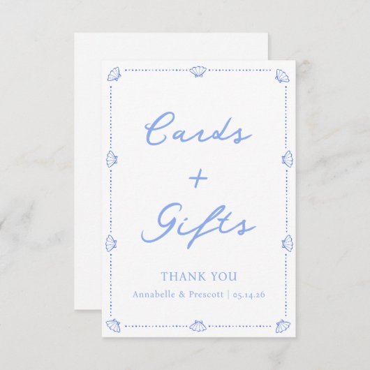 コースタルシックでエレガントなウェディングカード&ギフトサイン (正面/裏面)