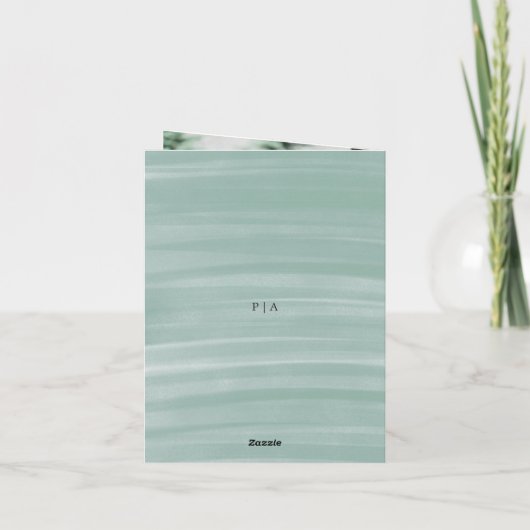 コースタルシックでミュートされた緑のエレガントな結婚式 サンキューカード (裏面)