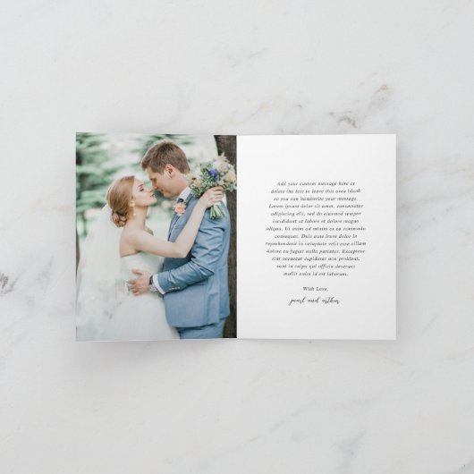 コースタルシックでミュートされた緑のエレガントな結婚式 サンキューカード (内部)