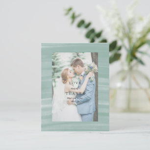 コースタルシックでミュートされた緑のエレガントな結婚式 サンキューカード