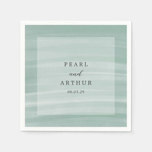 コースタルシックでミュートされた緑のエレガントな結婚式 スタンダードカクテルナプキン (正面)