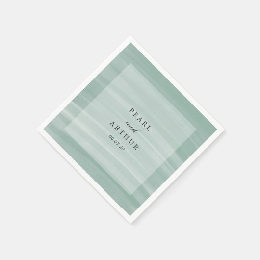 コースタルシックでミュートされた緑のエレガントな結婚式 スタンダードカクテルナプキン (角)