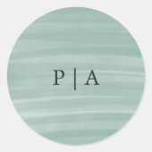 コースタルシックでミュートされた緑のエレガントな結婚式 ラウンドシール (正面)