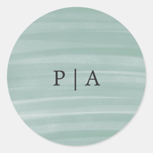 コースタルシックでミュートされた緑のエレガントな結婚式 ラウンドシール (正面)