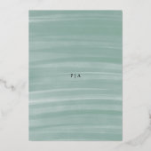 コースタルシックでミュートされた緑のエレガントな結婚式 箔招待状 (裏面)