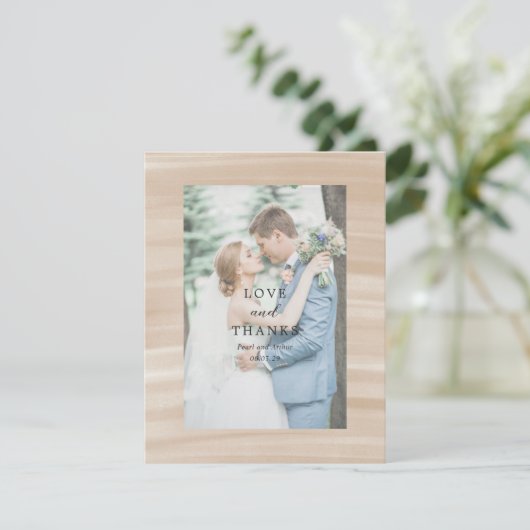 コースタルシックサンディニュートラルエレガントな結婚式 サンキューカード (スタンド正面)