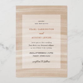 コースタルシックサンディニュートラルエレガントな結婚式 箔招待状