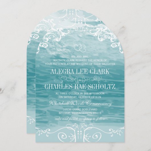 コースタルシックデスティネーションビーチ結婚式 招待状 (正面/裏面)