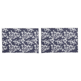 コースタルシックハンプトンズブルー&ホワイトコーラルリーフ 枕カバー