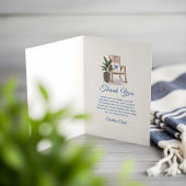 コースタルシックビーチウォーターカラーブルーフロントドア サンキューカード