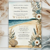 コースタルシックビーチウォーター結婚カラー 招待状