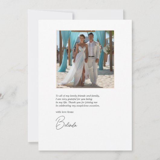 コースタルシックビーチ結婚式写真 サンキューカード (裏面)