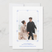 コースタルシックブルーシェル海ビーチ写真結婚s セーブザデート (裏面)