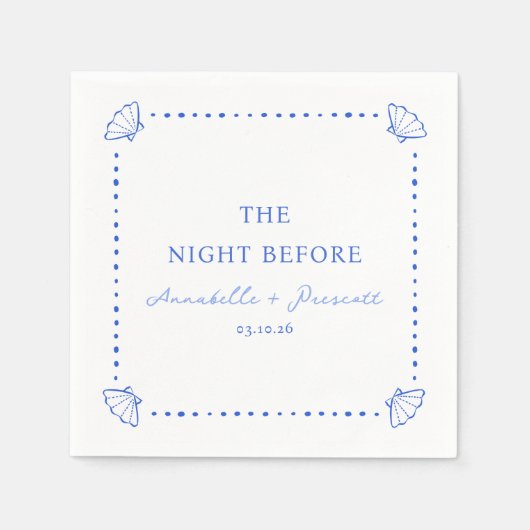 コースタルシックブルーリハパーソナライズされたーサルディナー スタンダードカクテルナプキン (正面)