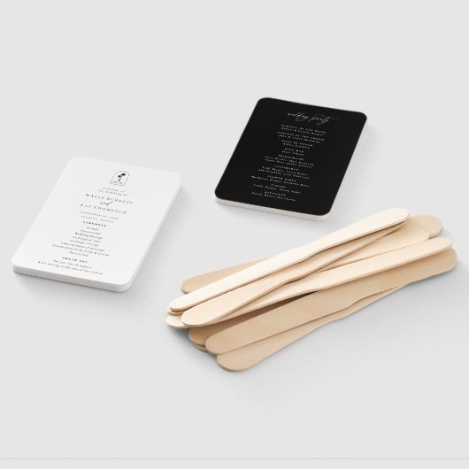 コースタルシックモノグラム結婚式 プログラム ハンドファン (組立なし)