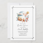 コースタルシック赤面ピンクブライダルシャワー 招待状 (正面)