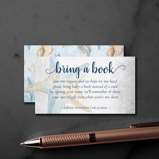 コースタルシック |コーラルモダンリーフが本を持って来る エンクロージャーカード