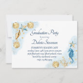 コースタルシック |コーラルモダンリーフの卒業 招待状 (正面)