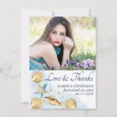 コースタルシック |コーラルモダンリーフ写真卒業 サンキューカード (正面)