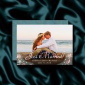 コースタルシック |ティール(緑がかった色)とコーラルリーフフォト結婚ズ 案内状