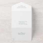 コースタルシック |ティール(緑がかった色)とバラの金ゴールド航海の結婚の オールインワン招待状 (外側)