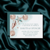コースタルシック |ティール（緑がかった色）グリーンとコーラルリーフ結婚ズ 招待状