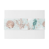 コースタルシック |ティール(緑がかった色)グリーンコーラルリーフパーティー 招待状ベリーバンド (裏面例)