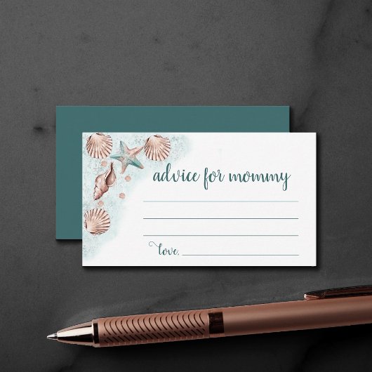 コースタルシック |ティール(緑がかった色)グリーンコーラルリーフモミーズベリー エンクロージャーカード