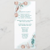 コースタルシック |ティール(緑がかった色)サンゴ結婚礁の式典 プログラム (裏面)