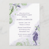 コースタルシック |パープルグリーン婚約パーティ写真 招待状 (正面)